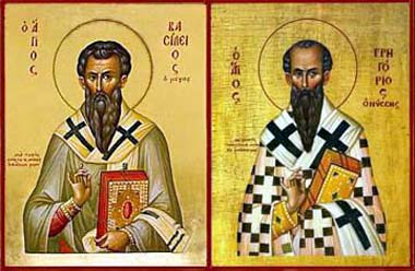 2 janvier: Saints Basile & Grégoire - Evêques et docteurs de l'Eglise dans images sacrée