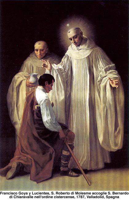 Francisco Goya y Lucientes, S Roberto di Molesme. accueille Saint Bernard de Clairvaux dans l'ordre cistercien, 1787, Valladolid Espagne dans images sacrée