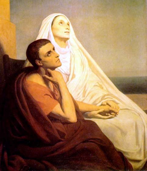 Saint Augustin et la Mère dans image bon nuit, jour, dimanche etc.