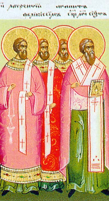 De hellige Laurentius, Felicissimus, Agapetus og pave Sixtus II