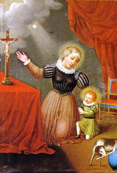 Den salige Johanna av Aza med sitt barn Dominikus de Guzmán, anonymt maleri