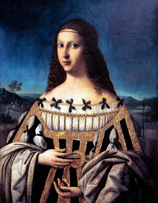 Bartolomeo Veneto (d. 1546): Lucrezia Borgia i den salige Beatrix d’Este IIs klær (1510), Snite Museum of Art ved universitetet Notre Dame i Indiana i USA
